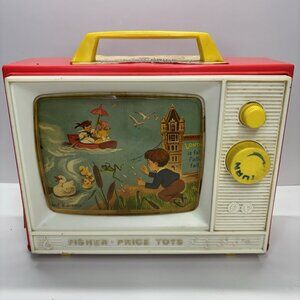 Vintage Fisher Price 1966 Two-Tune Giant Screen Music Box TV Working USA Made